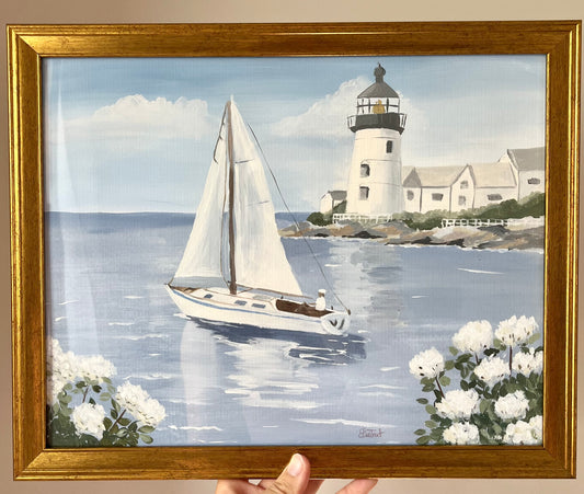Harbor Light | Original Acrylic Painting | 14 × 11 in