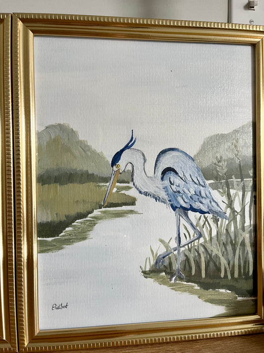 Blue Herons in the Marsh 8x10