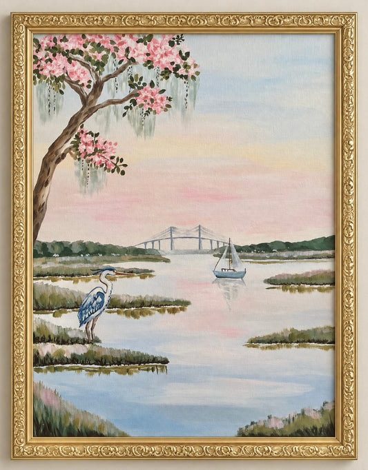 South Carolina Low-Country Myrtle Tree Blue Heron