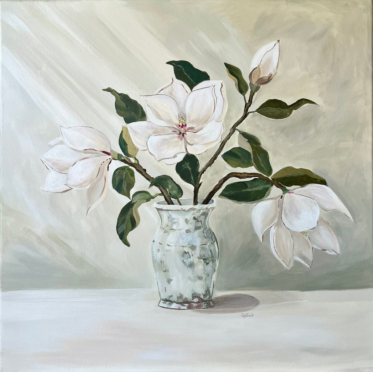 Southern Magnolias in McCarty’s Aged Celadon Vessel — FINE ART PRINTS
