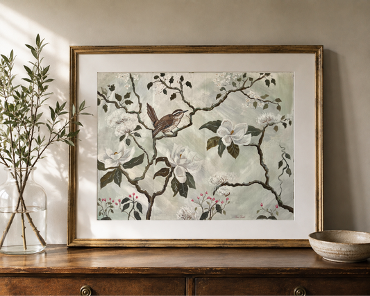 Southern Chinoiserie No.V-Carolina Wren - SOLD