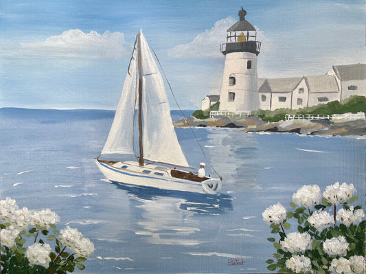 Harbor Light | Original Acrylic Painting | 14 × 11 in