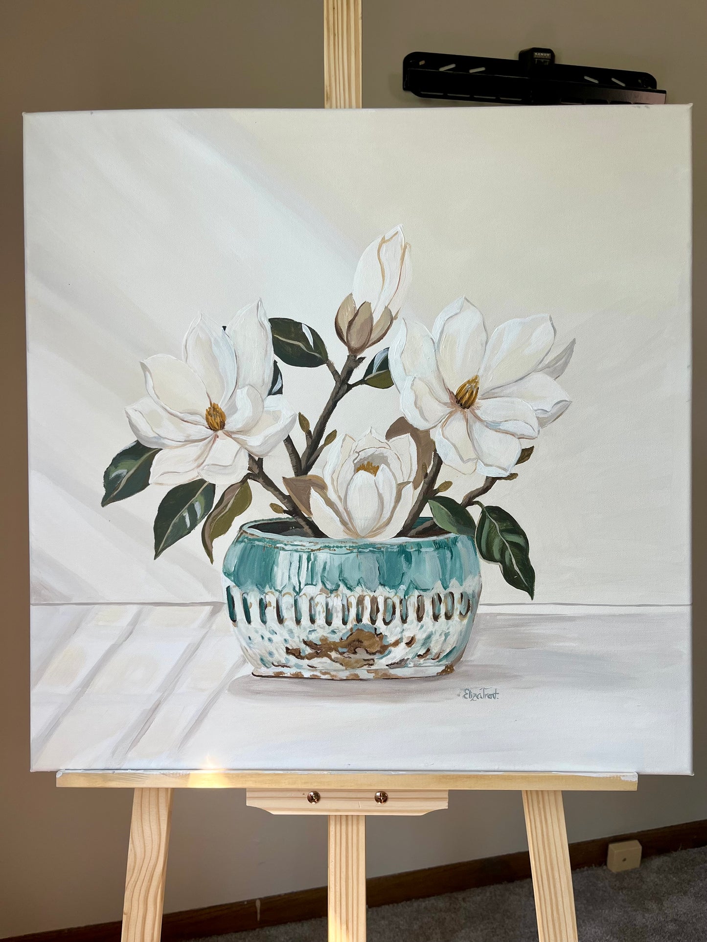 Southern Magnolias In McCartys Blue 24x24" original.