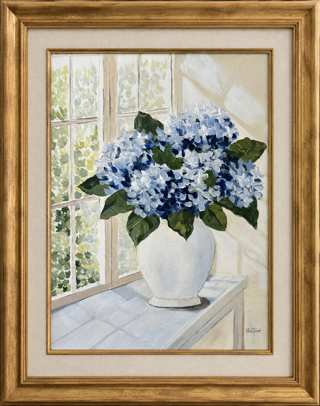 Blue Hydrangeas By the Window - Fine Art Print