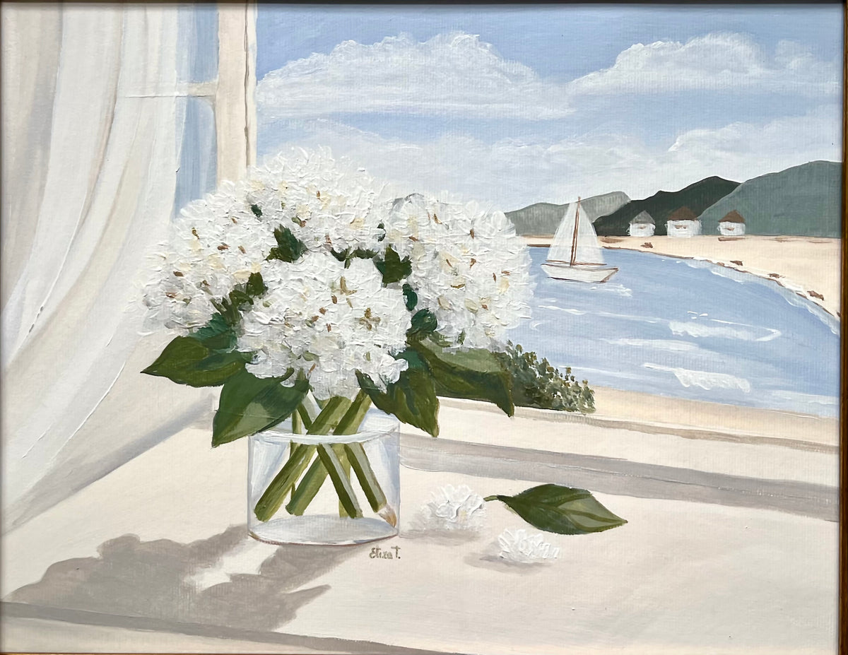 Seaside Hydrangeas | Original Acrylic Painting | 14 × 11 in