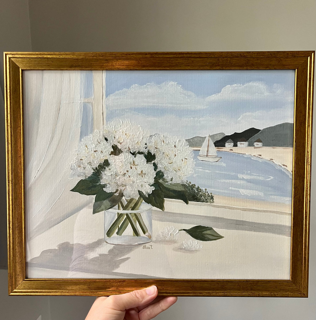 Seaside Hydrangeas | Original Acrylic Painting | 14 × 11 in