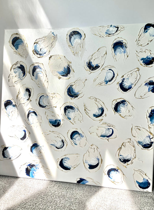 Salt & Gold Original Textured Oyster Painting 24x24"