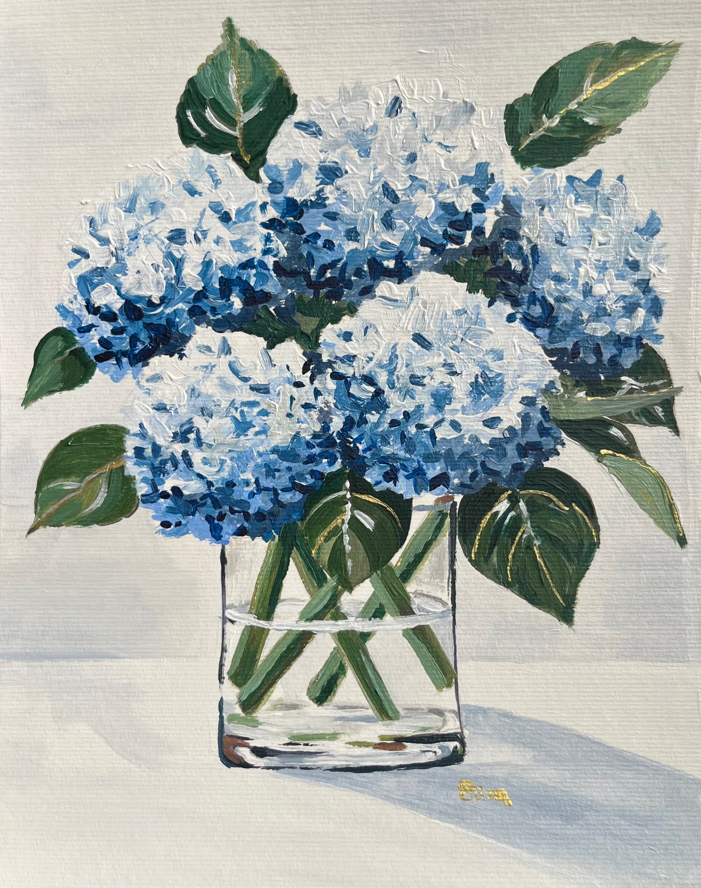 Blue Hydrangeas Original 8x10