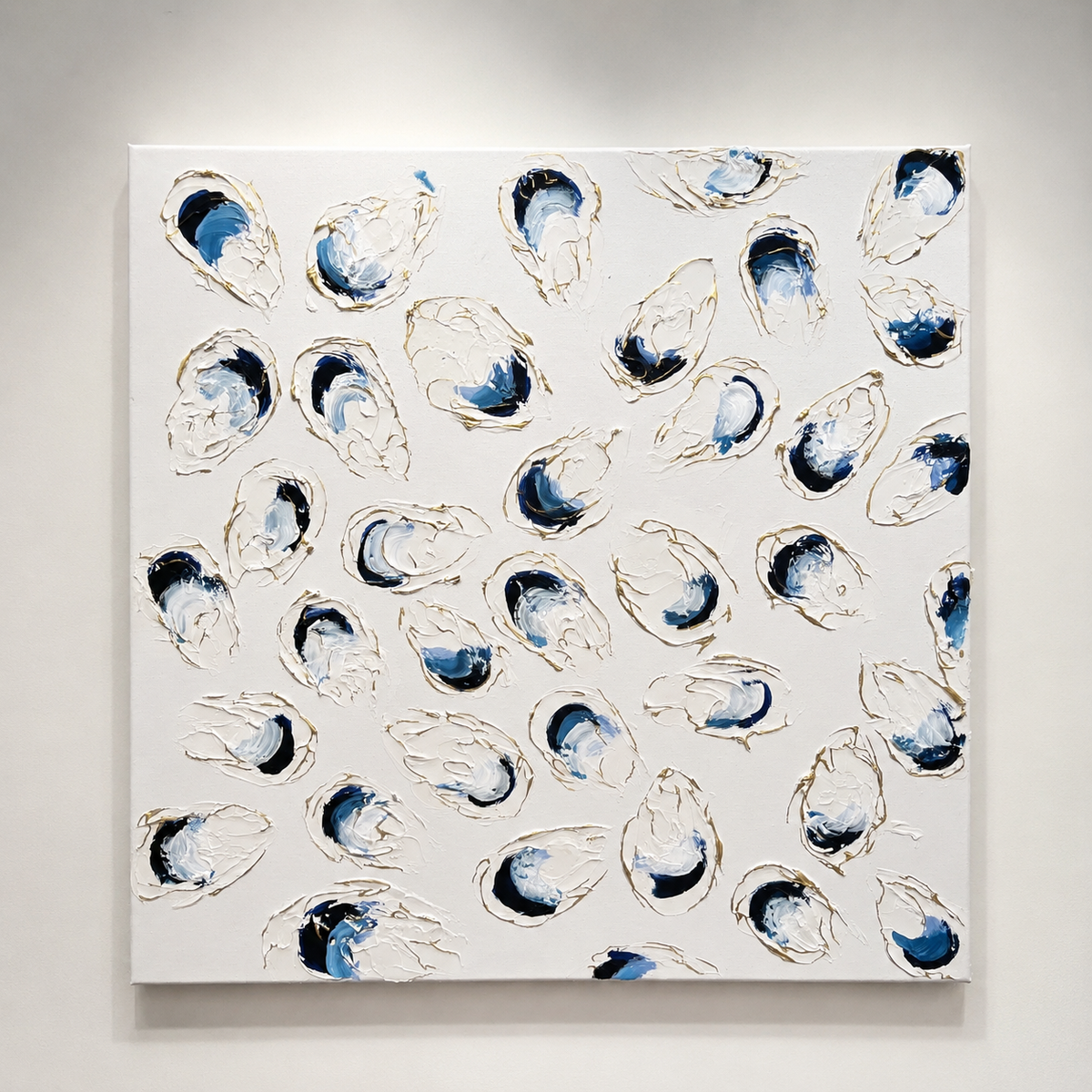 Salt & Gold Original Textured Oyster Painting 24x24"