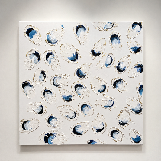 Salt & Gold Original Textured Oyster Painting 24x24"