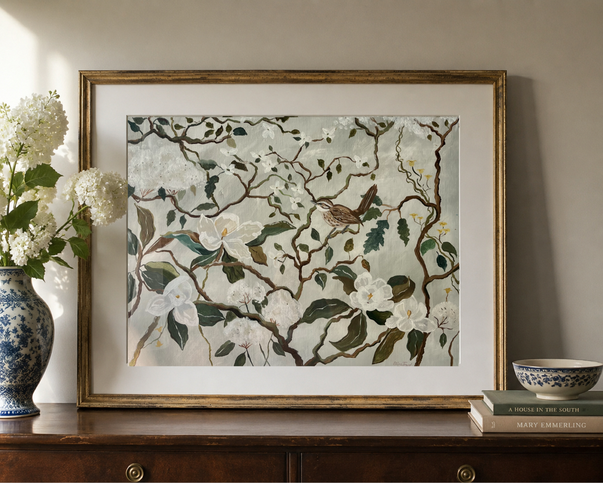 Southern Chinoiserie IV: Carolina Wren - SOLD